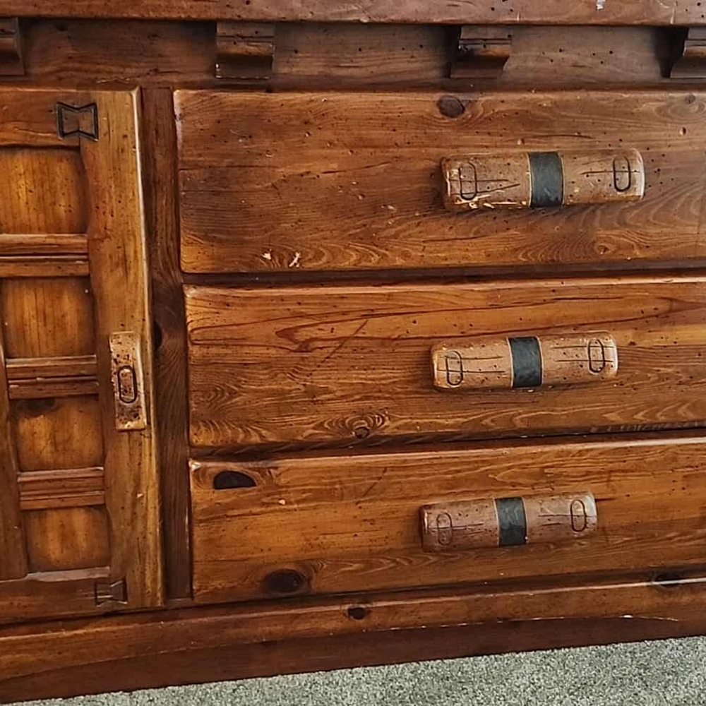 Rustic Wooden Dresser with Black Accents